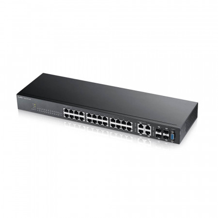 GS221024 - Switch Administrable L2 24 ports Gbps RJ45 - 4 ports Gbps combo (RJ45/SFP) - rackable - fanless