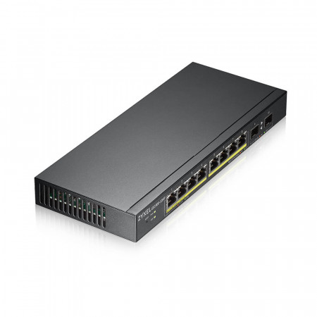 GS1900-10HP - Switch Smart Administrable 8 ports Gbps RJ45 PoE+ - 2 ports Gbps SFP - budget PoE 70 W - non rackable - fanless