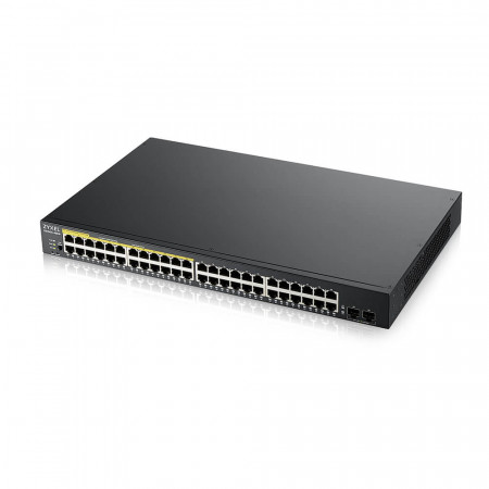 GS1900-48HP - Switch Smart Administrable 48 ports dont 24 ports Gbps RJ45 PoE+ - 2 ports Gbps SFP - budget PoE 170 W - rackable