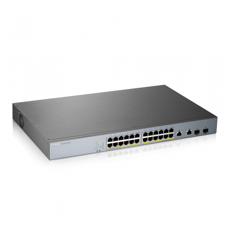 GS1350-26HP - Switch Vidéosurveillance Web-manageable 24 ports Gbps RJ45 PoE+2 ports Gbps combo RJ45/SFP – budget PoE 375 W