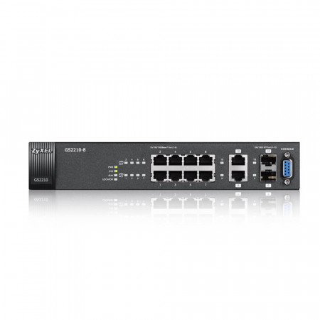 GS2210-8 - Switch Administrable L2 8 ports Gbps RJ45 - 2 ports Gbps combo (RJ45/SFP) - rackable